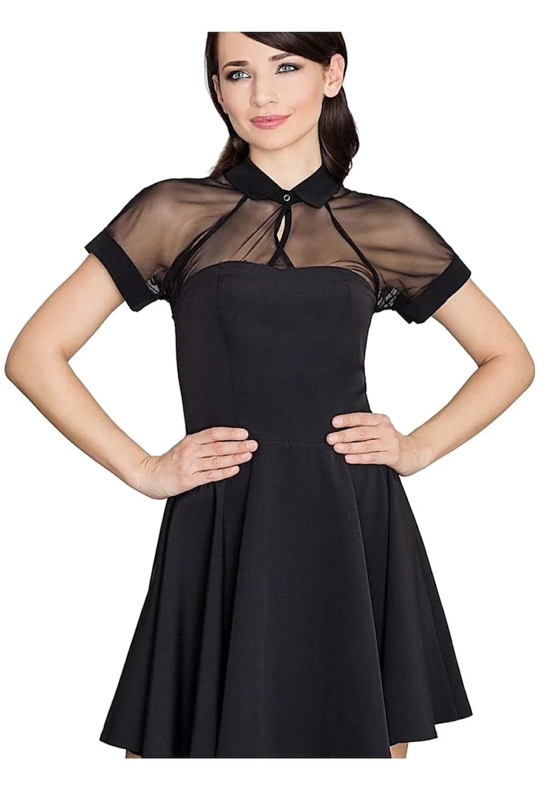 Rochie scurta,  Poliester/Elastan, Negru