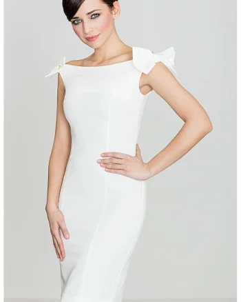 Rochie de vara  fara maneci, ecru, poliester si viscoza