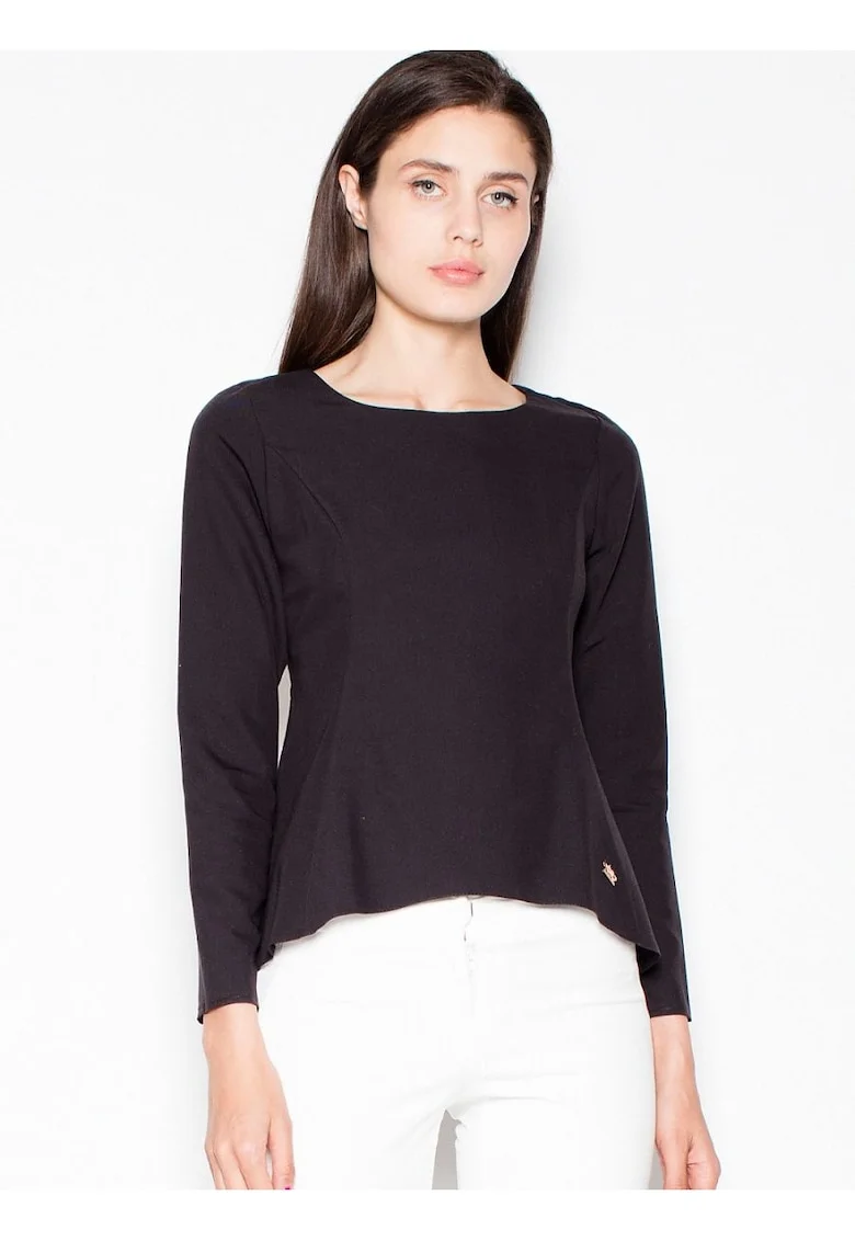 Bluza dama,  asimetrica, neagra, poliester 65% - viscoza 35%
