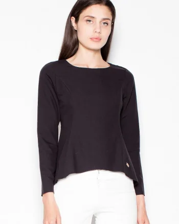 Bluza dama,  asimetrica, neagra, poliester 65% - viscoza 35%