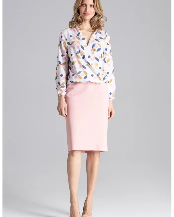 Bluza dama eleganta,  Maneca lunga, Poliester/Elastan, Multicolor