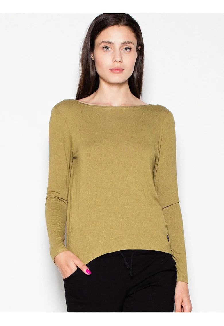 Bluza dama,  scurta, cu maneci lungi, verde, viscoza