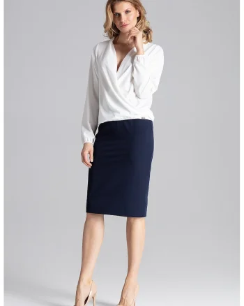 Bluza dama eleganta,  Maneca lunga, Poliester/Elastan, Ecru
