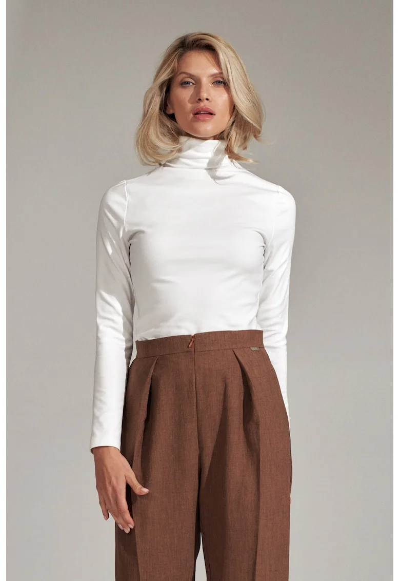 Bluza dama,  Poliester/Elastan/Viscoza, Eleganta, Alb