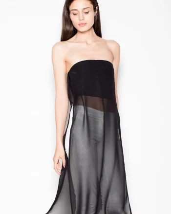 Top dama  negru, cu sifon decorativ, croi original, elastan 5% poliester 95%