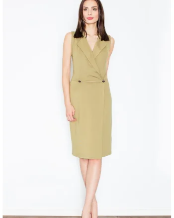 Rochie eleganta  M443, fara maneci, verde, viscoza