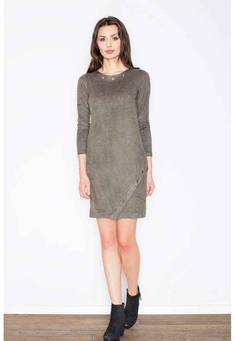 Rochie eleganta  M455, verde, din poliester, cu maneca lunga
