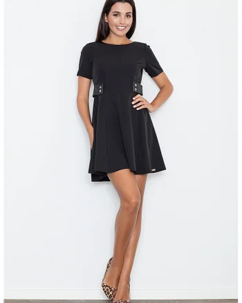 Rochie scurta,  neagra, pentru orice ocazie, poliester