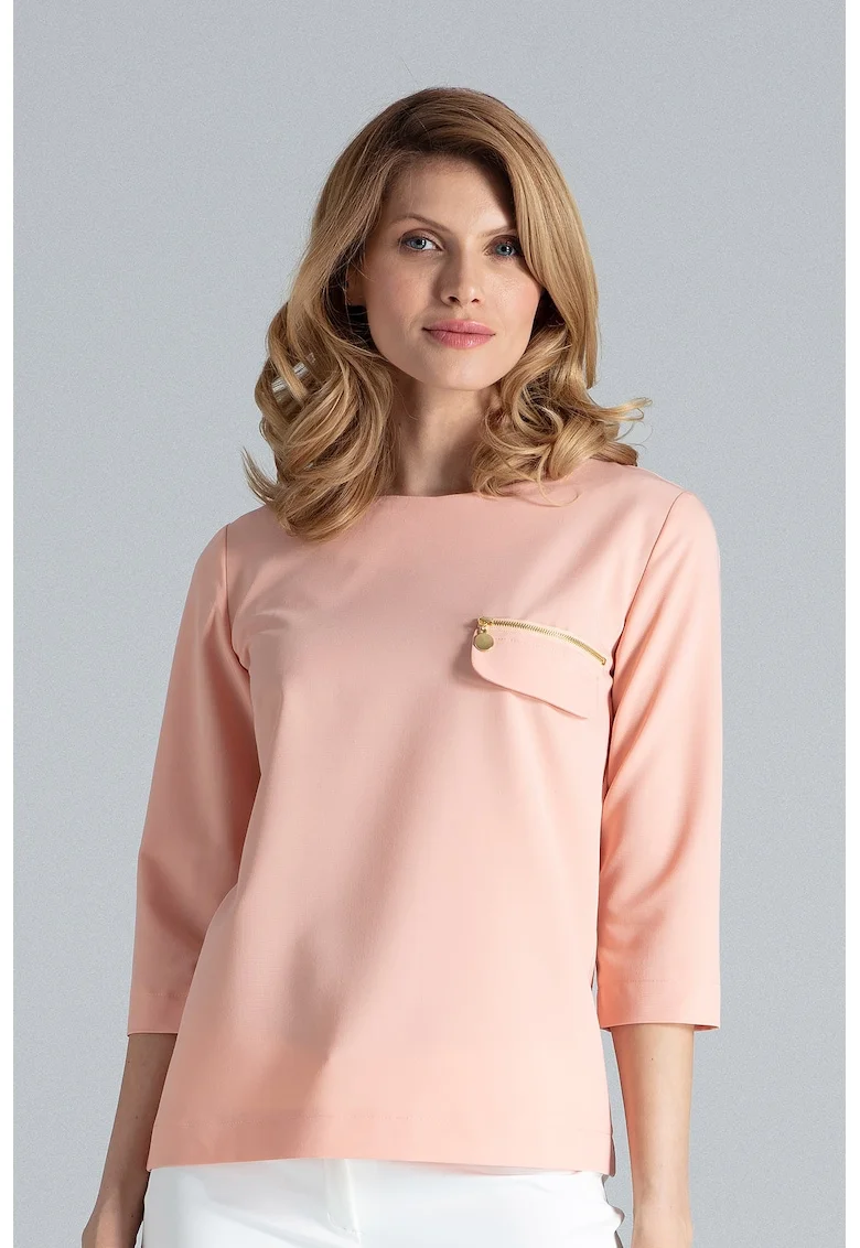 Bluza dama,  Formala, Poliester/Viscoza, Roz,