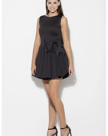 Rochie  model cu funda, evazata, negru, poliester 100%,