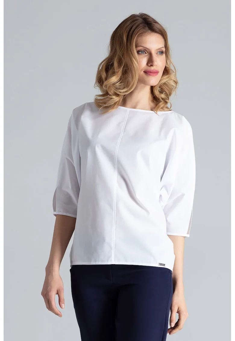 Bluza dama,  Poliester/Bumbac, Alb
