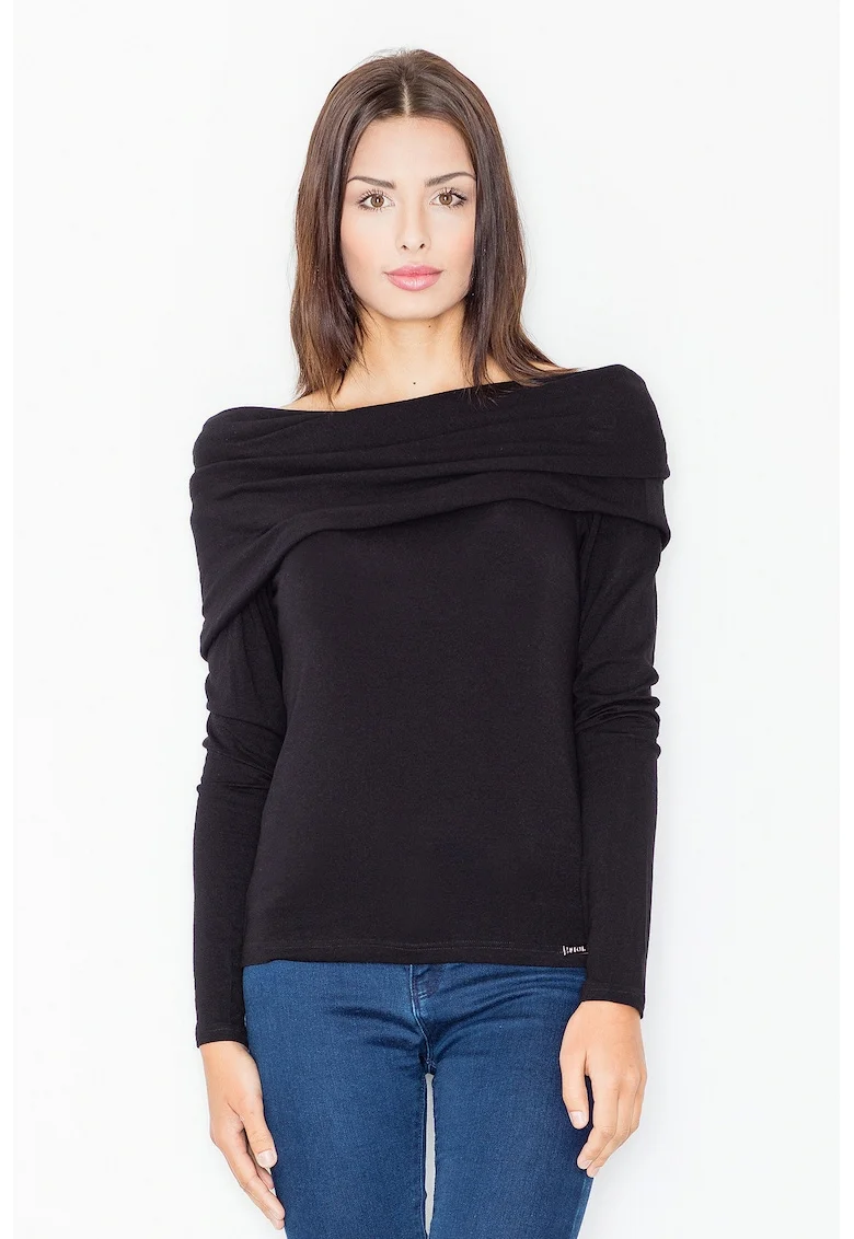 Bluza dama,  Viscoza/Elastan, Negru,
