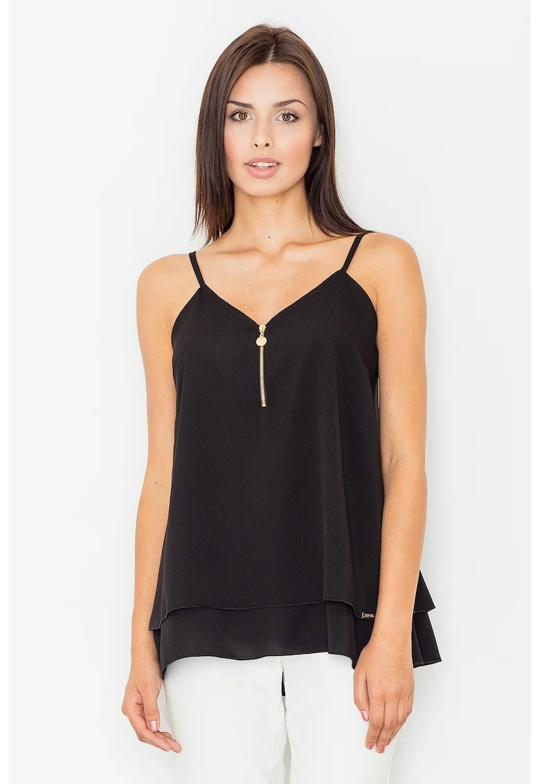 Maiou dama,  Poliester/Viscoza/Elastan, Negru,
