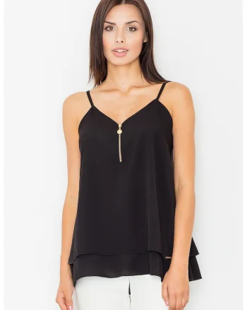 Maiou dama,  Poliester/Viscoza/Elastan, Negru,
