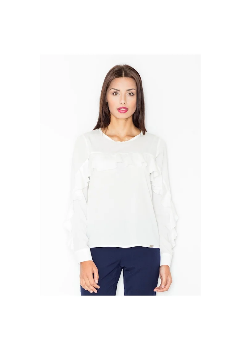 Bluza dama,  M466, eleganta, maneca lunga, bej, poliester,