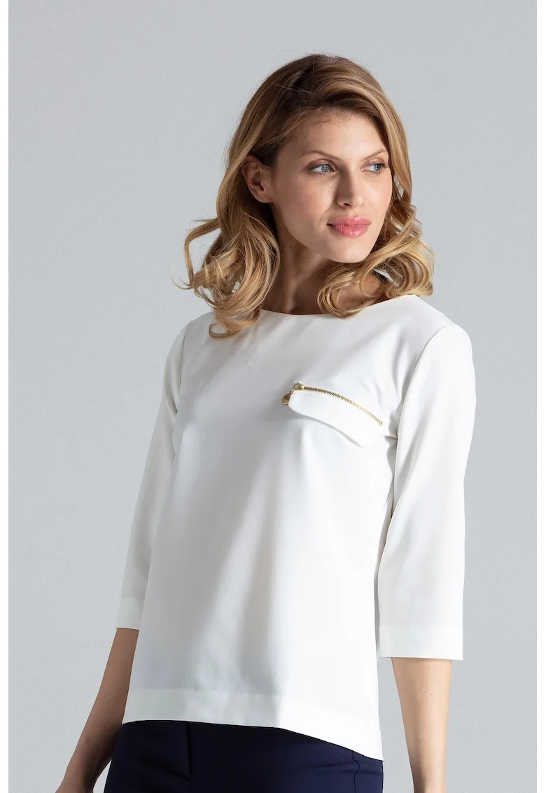 Bluza dama,  Formala, Poliester/Viscoza, Ecru,