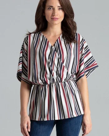 Bluza dama  multicolor, maneci kimono, talie elastica
