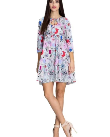 Rochie mini dama Anghan M598 roz, Alb