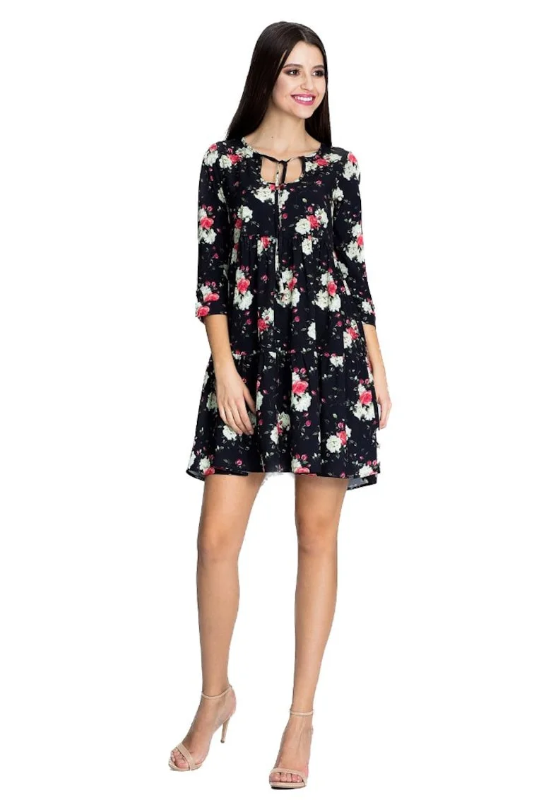 Rochie mini dama Anghan M598 neagra, Alb