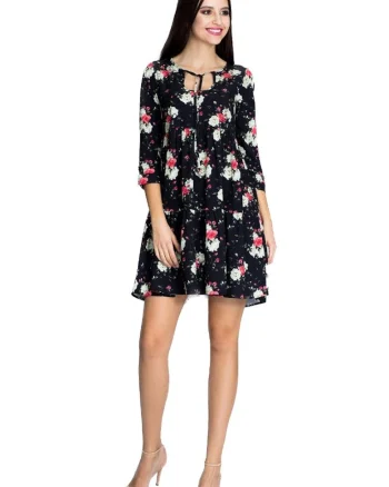 Rochie mini dama Anghan M598 neagra, Alb