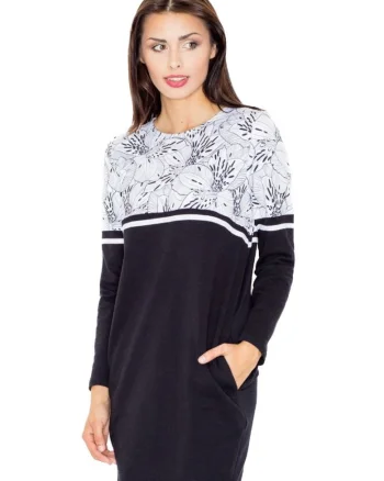 Rochie mini dama Carnwene M510 alb-negru, Alb
