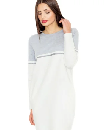 Rochie mini dama Carnwene M510 alb-gri, Alb