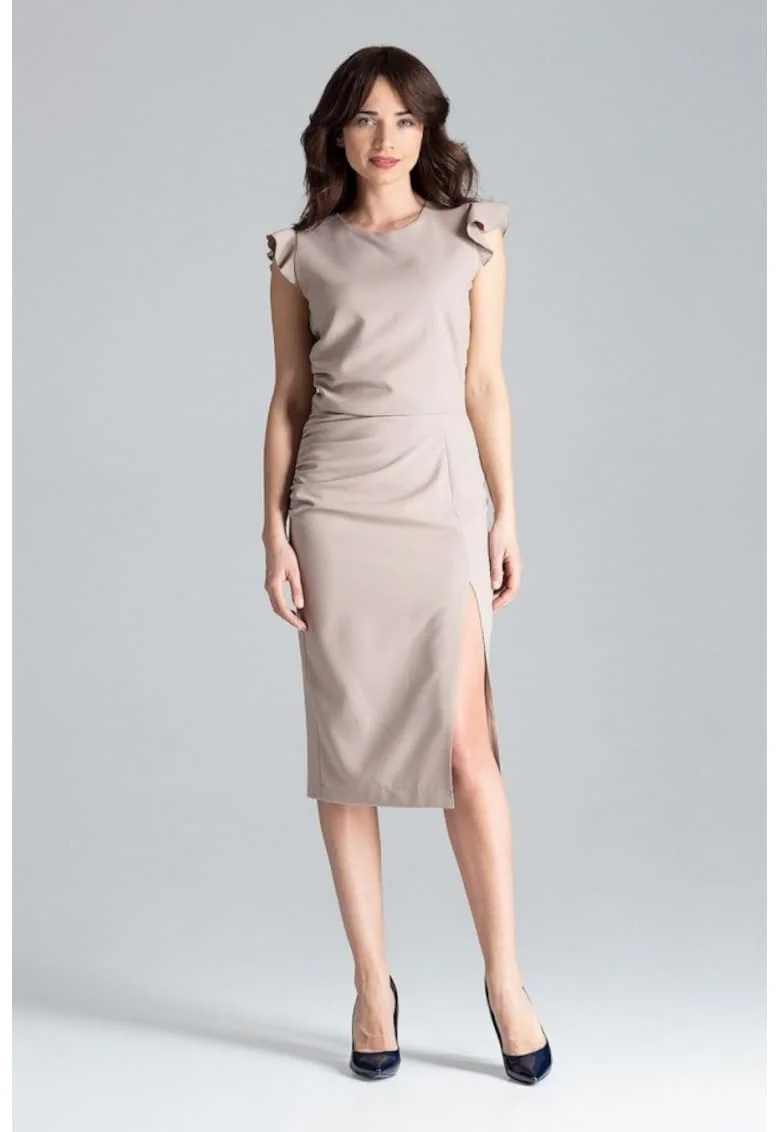 Rochie de zi model 130949, Crem