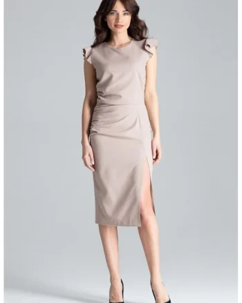 Rochie de zi model 130949, Crem