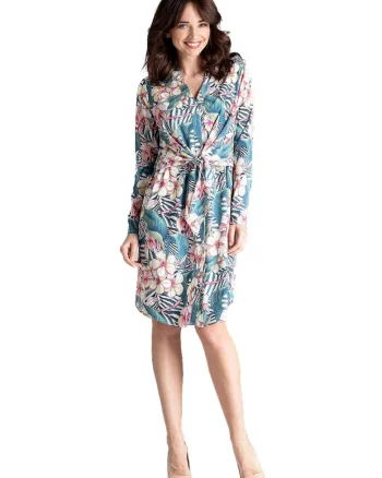 Rochie de dama cu model,  Radeyah, albastra deschis, Roz
