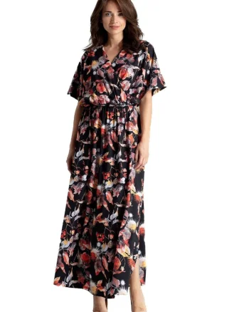 Rochie maxi dama Davide L055 negru rosu, Maro
