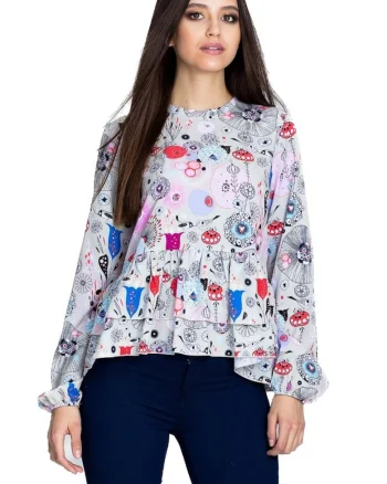 Bluză damă Nidine M594 roz, Alb