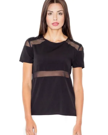 Tricou dama cu maneca scurta Isone M468 negru, Negru