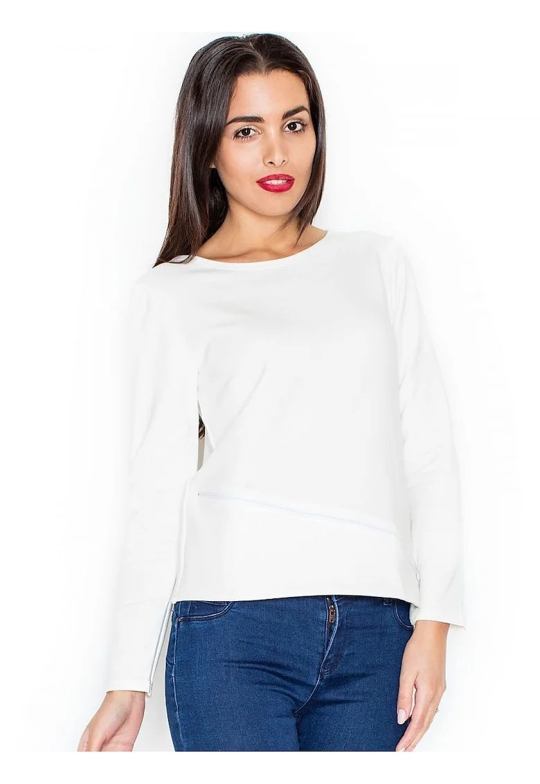 Bluza dama  eleganta, maneci lungi, bej, bumbac 95% elastan 5%