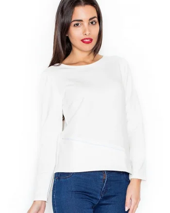 Bluza dama  eleganta, maneci lungi, bej, bumbac 95% elastan 5%
