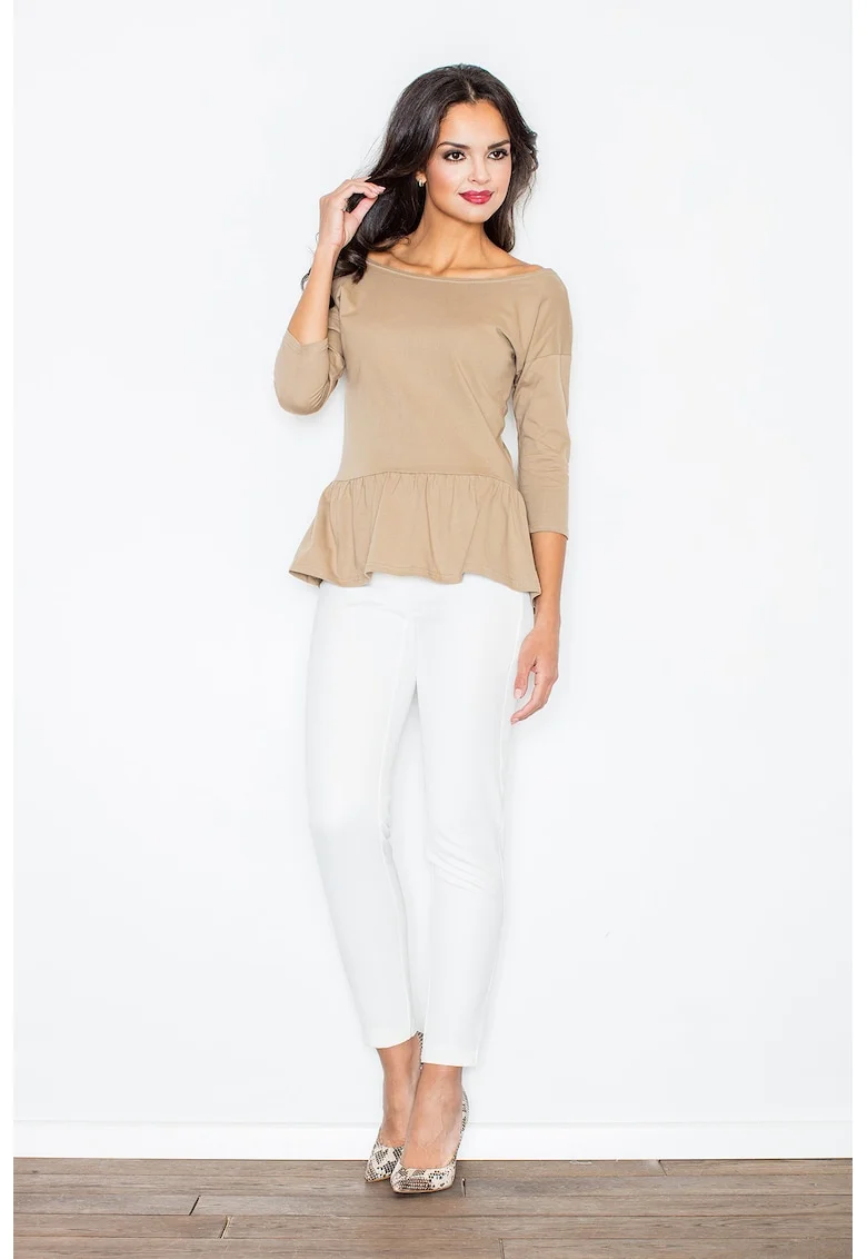 Bluza eleganta dama,  Bumbac/Elastan, Bej, XL,
