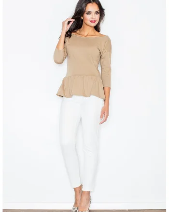 Bluza eleganta dama,  Bumbac/Elastan, Bej, XL,