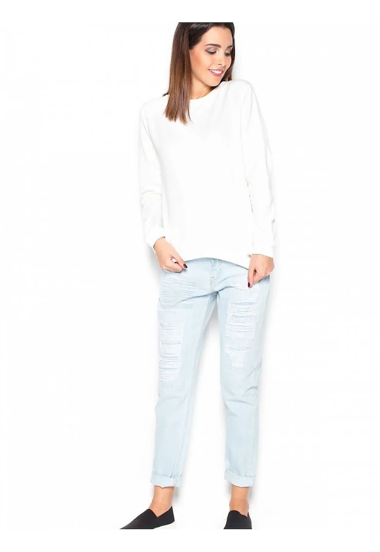 Bluza dama  bej, bumbac, hanorac moale, fundita decorativa