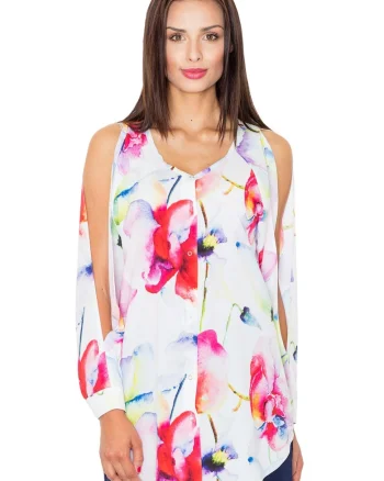 Camasa fara maneci,  model M496, multicolor, poliester/elastan,