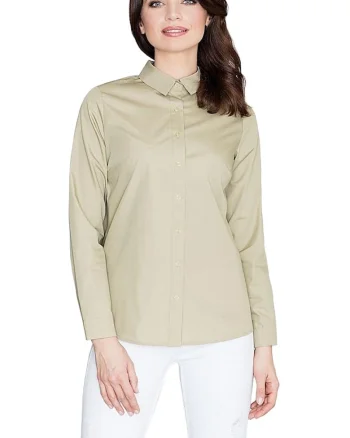 Camasa dama,  verde, bumbac 55% poliester 45%