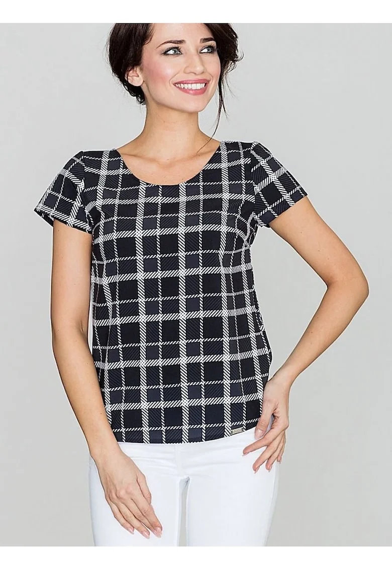 Bluza dama,  model retro, neagra, poliester 95%