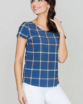 Bluza dama,  retro, albastru, poliester