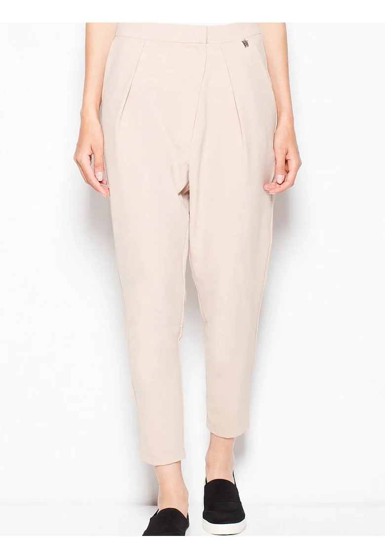 Pantaloni dama  conici, confortabili, bej, poliester