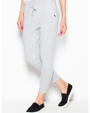 Pantaloni dama  VT048, gri, bumbac/elastan, model confortabil