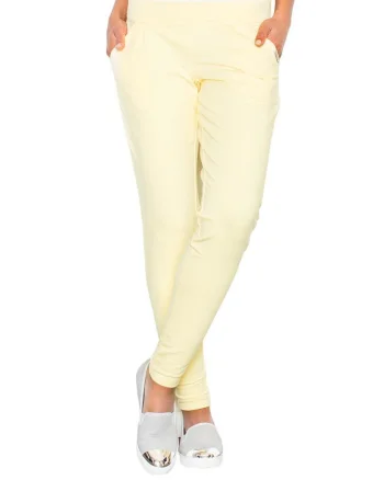Pantaloni dama,  M305, galben, bumbac/poliester,