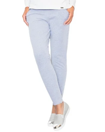 Pantaloni dama  M305, gri, bumbac/poliester, cu fermoare pe glezne