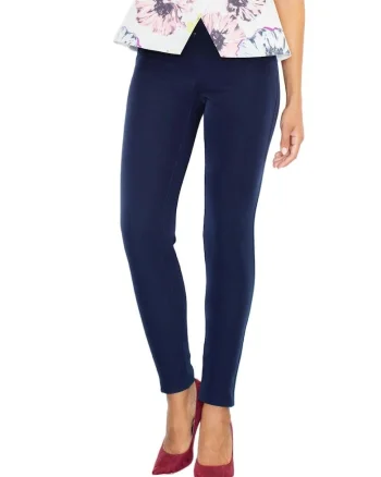 Pantaloni dama  M377, albastru, confortabili, poliester/elastan
