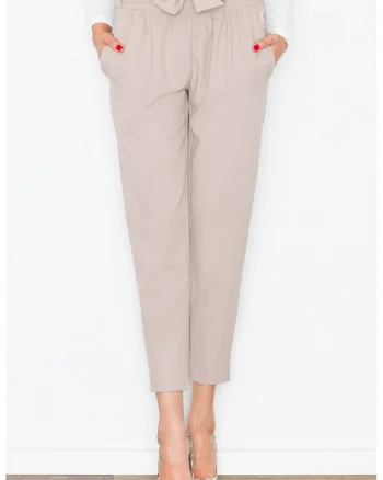 Pantaloni skinny dama,  bej, poliester,
