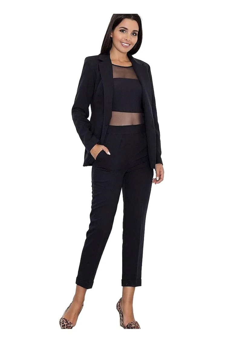 Pantaloni dama,  Negru, Eleganti, Poliester/Viscoza