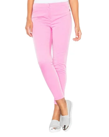 Pantaloni dama,  M293, roz, poliester si viscoza,