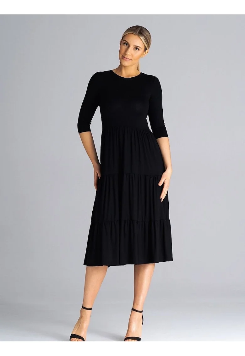 Rochie  neagra, pentru zi cu zi, din material usor,